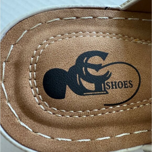 GC NWOB White Wedge Indira Sandal With Rhinestone Embellishments 10W Party Boho - Picture 7 of 9